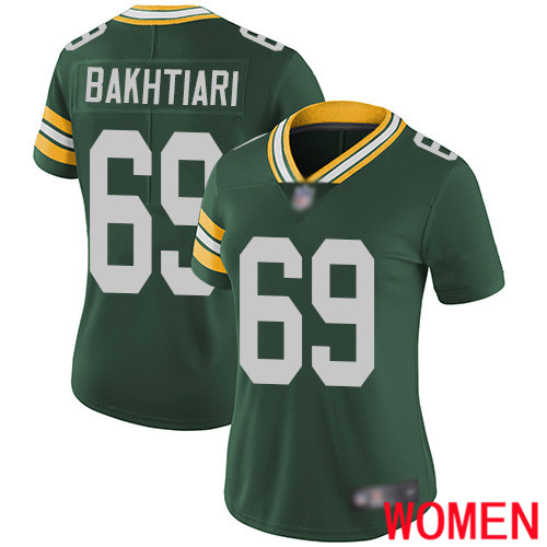 Green Bay Packers Limited Green Women #69 Bakhtiari David Home Jersey Nike NFL Vapor Untouchable